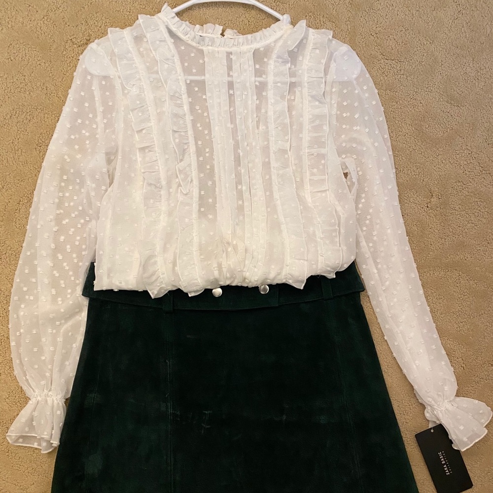Zara Sheer Ruffle Blouse - Picture 2 of 2